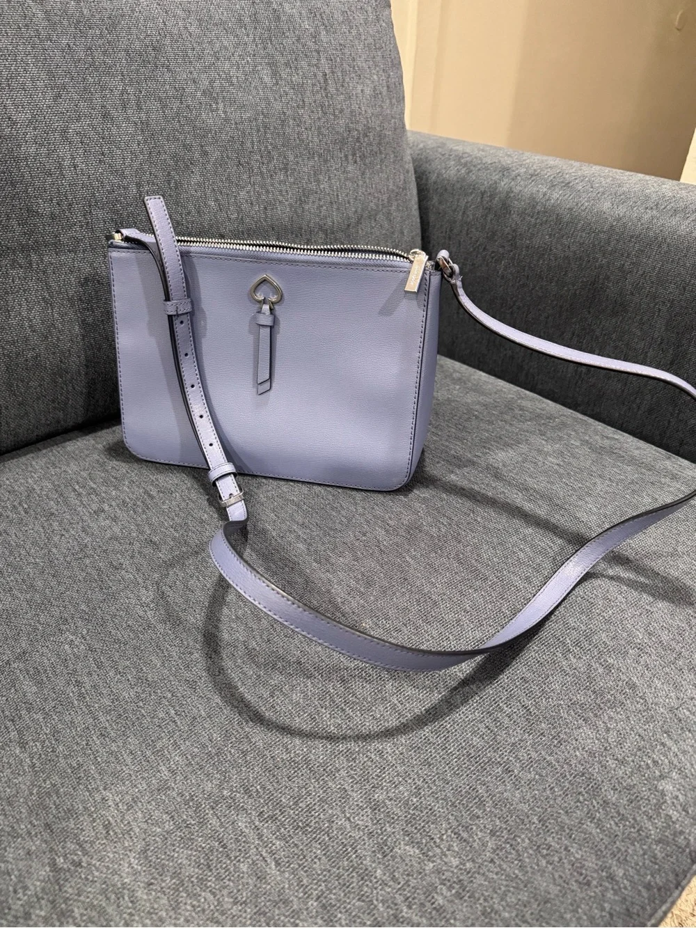 Kate spade Light Blue Leather Crossbody with Patterned Cardholder